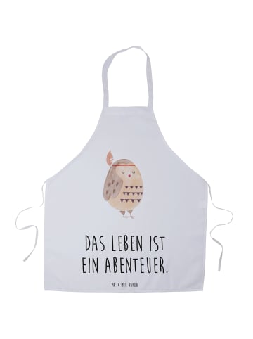 Mr. & Mrs. Panda Backschürze Eule Federschmuck mit Spruch in Weiß
