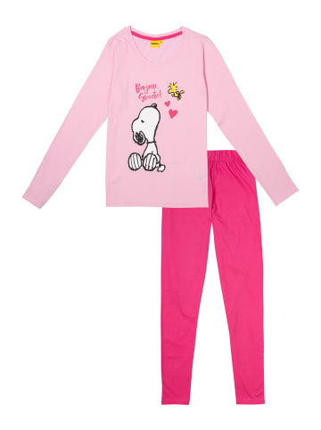 United Labels The Peanuts Snoopy Schlafanzug Pyjama Set Langarm Oberteil mit Hose in rosa