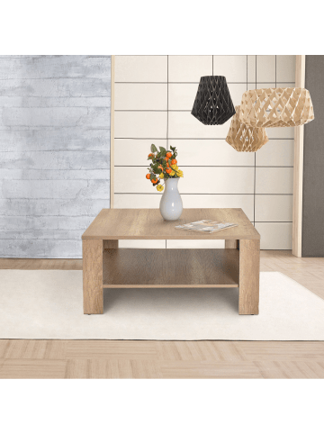 CALICOSY Couchtisch LENA in Helles Walnussholz - (W) 90 x (H) 42 x (L) 90 cm