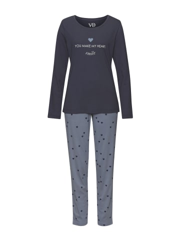 VIVANCE DREAMS Pyjama in graublau gemustert