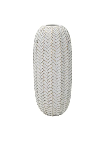 Mauro Ferretti Graue Harzvase mit Blättern Ø 18,5 x 46 cm