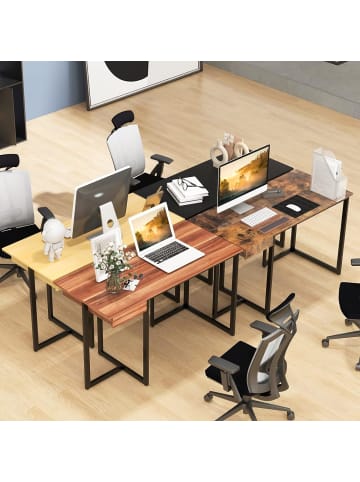 COSTWAY Schreibtisch mit Schublade 120x55cm in Beige