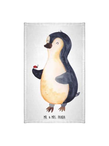 Mr. & Mrs. Panda Gästehandtuch Pinguin Marienkäfer ohne Spruch in Weiß