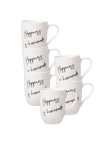 Villeroy & Boch 6er Set Becher mit Henkel 'Happiness is Homemade' Statement 290 ml weiß in weiß