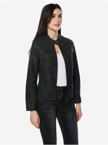 KOROSHI Damenjacke mit nubukleder-effekt in Schwarz