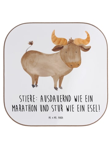 Mr. & Mrs. Panda Untersetzer Starker Stier mit Spruch in Weiß