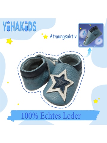 Yihakids Baby Krabbelschuhe aus Leder, weiche Lauflernschuhe mit rutschfester Sohle 