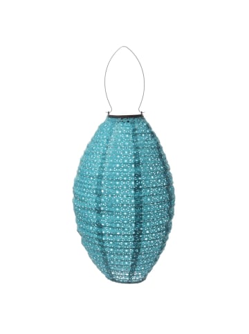 MARELIDA LED Solar Lampion oval mit Blumenmuster H: 38cm in blau