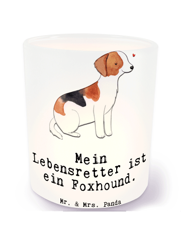 Mr. & Mrs. Panda Windlicht Foxhound Lebensretter mit Spruch in Transparent
