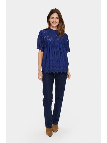 SAINT TROPEZ Kurzarm-Bluse IlseSZ Lockere Passform in Midnight Sail