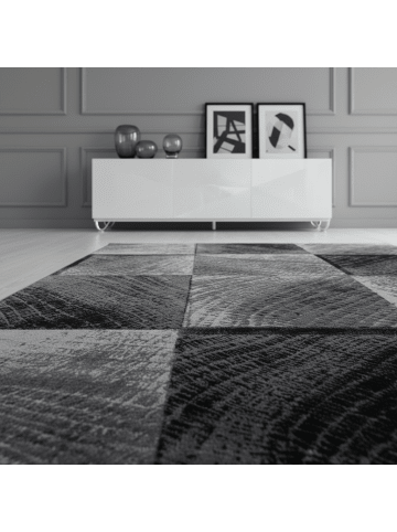 KADIMA DESIGN Teppich Kurzflor Waschbar Karo INN Strapazierfähig OEKO-TEX in Schwarz