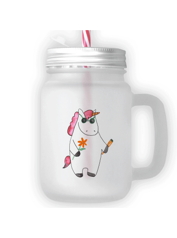 Mr. & Mrs. Panda Trinkglas Mason Jar Einhorn Woodstock ohne Spruch in Transparent