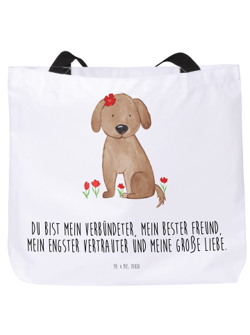 Mr. & Mrs. Panda Shopper Tasche Hund Dame mit Spruch in Weiß
