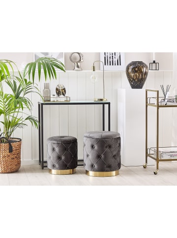 Beliani 2er-Set Pouf PUEBLO in Grau/Gold