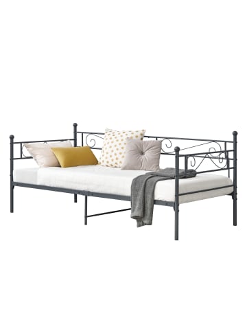 en.casa Metallbett Kerava  in Grau (L)200cm (B)90cm (H)90cm