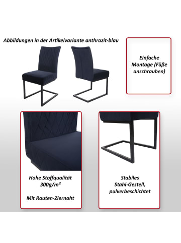 MCW 2er-Set Freischwinger Stuhl L15, Türkis-blau