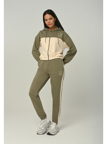 Tom Barron Trainingsanzug Damen Freizeit Trainingsanzug mit Reißverschluss in khaki