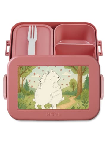 Mr. & Mrs. Panda Brotdose Eisbär Umarmen Design ohne Spruch in Rot Pastell