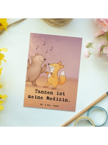 Mr. & Mrs. Panda Postkarte Hase Tanzen Design mit Spruch in Weiß