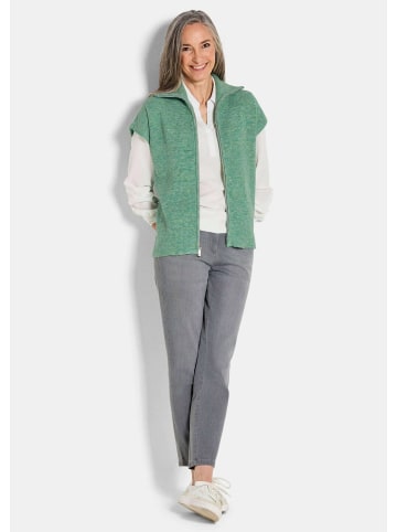 GOLDNER Kurzgröße:  Melierte Weste mit Reißverschluss in hellgrün