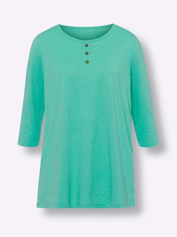 Sieh an! Longshirt in blaugrün-meliert