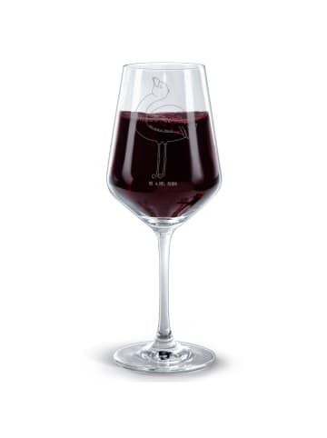 Mr. & Mrs. Panda Glas Rotwein Flamingo Stolz ohne Spruch in Transparent