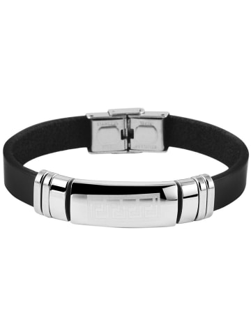 Adeliás Herren Armband aus Leder 21,7 cm in schwarz