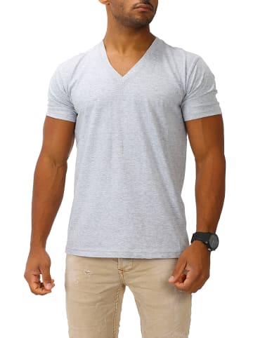 Joe Franks Joe Franks Joe Franks Herren Basic T-Shirt V-Neck in grey melange