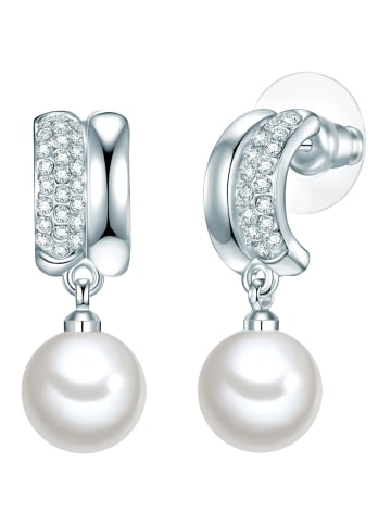 Lulu & Jane Creolen Muschelkernperle weiß Glaskristall weiß in silber