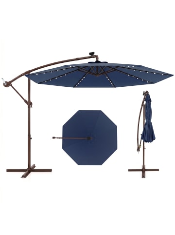 COSTWAY Sonnenschirm 300 cm mit LED in Blau