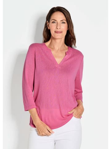 GOLDNER Kurzgröße:  Modisches 3/4-Arm-Oberteil in pink