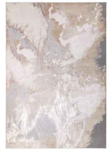 KADIMA DESIGN Teppich Hochglanz, Abstrakt Marmor, Gold-Grau-Beige, Designerteppich