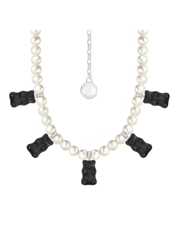 Thomas Sabo Perlenkette Mit Schwarzen Goldbären in silber, bunt