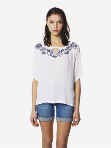 KOROSHI Bestickte schulterfreie Damenbluse in weiß