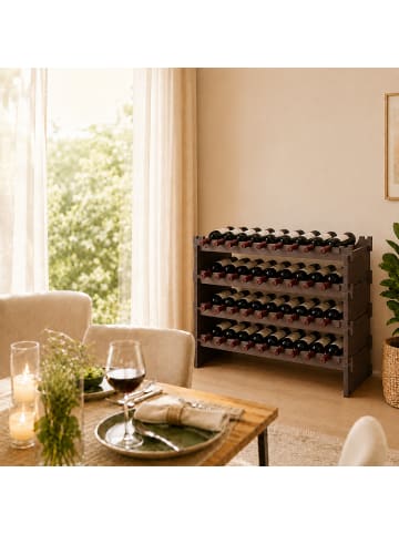 relaxdays Weinregal in Braun - (B)85 x (H)55 x (T)25,5 cm