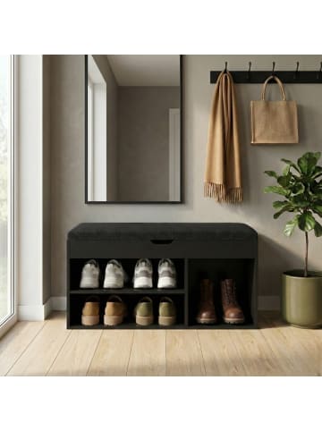 BOXIMO Schuhschrank mit Sitzfläche TRIA in Schwarz, (B) 30 x (H) 43 x (L) 80 cm