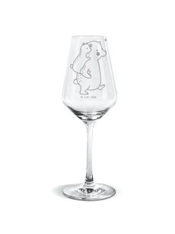 Mr. & Mrs. Panda Weißweinglas Papa Bär ohne Spruch in Transparent