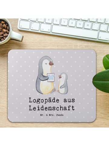 Mr. & Mrs. Panda Mauspad Logopäde Leidenschaft mit Spruch in Grau Pastell