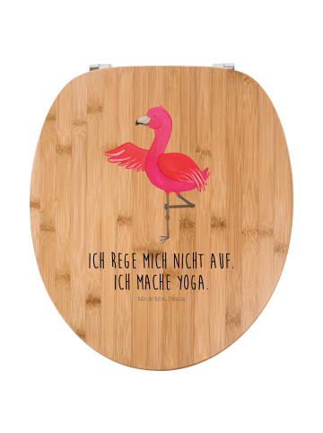 Mr. & Mrs. Panda Motiv WC Sitz Flamingo Yoga mit Spruch in Braun