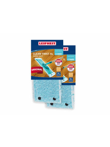 Leifheit Wischbezug CLEAN TWIST XL/Combi XL super soft 2er weiß türkis 49,5x14,0x1,0cm