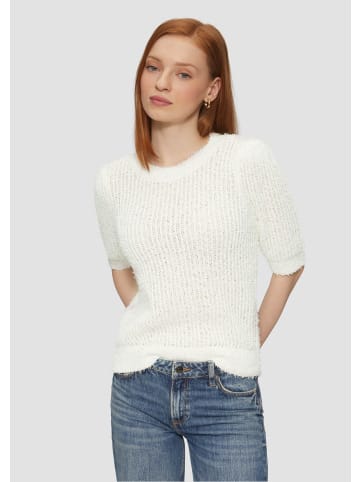 QS Strickpullover kurzarm in Creme