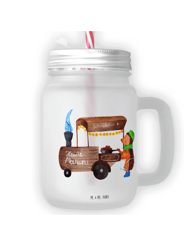 Mr. & Mrs. Panda Trinkglas Mason Jar Igel Maronen ohne Spruch in Transparent