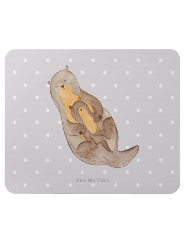 Mr. & Mrs. Panda Mousepad Otter Kind ohne Spruch in Grau Pastell