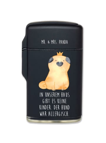Mr. & Mrs. Panda Feuerzeug Mops Krone mit Spruch in Schwarz