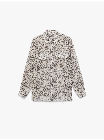 KOTON SHIRTS LS in Ekru Gemustert