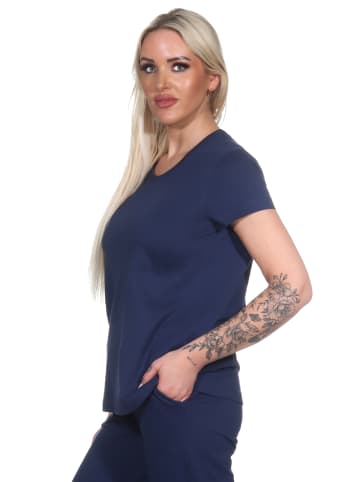 NORMANN Schlafanzug Shirt kurzarm Pyjama Oberteil Mix & Match - 79686 in marine