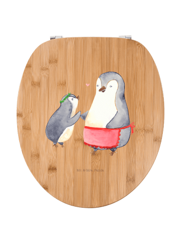 Mr. & Mrs. Panda Motiv WC Sitz Pinguin mit Kind ohne Spruch in Braun