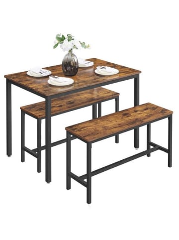 VASAGLE 3tlg. Set: Essgruppe in Braun - (B)110 x (H)75 x (T)70cm