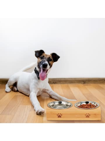 relaxdays Hunde-Futterstation in Grau - (B)29 x (H)6 x (T)14,5 cm