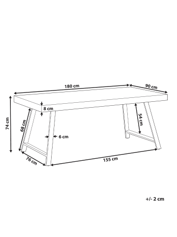 Beliani Esszimmertisch WARTON in Braun/Schwarz - (W) 90 x (H) 74 x (L) 180 cm